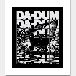 Jaws Theme Da-Dum Typographic (White) Posters and Art